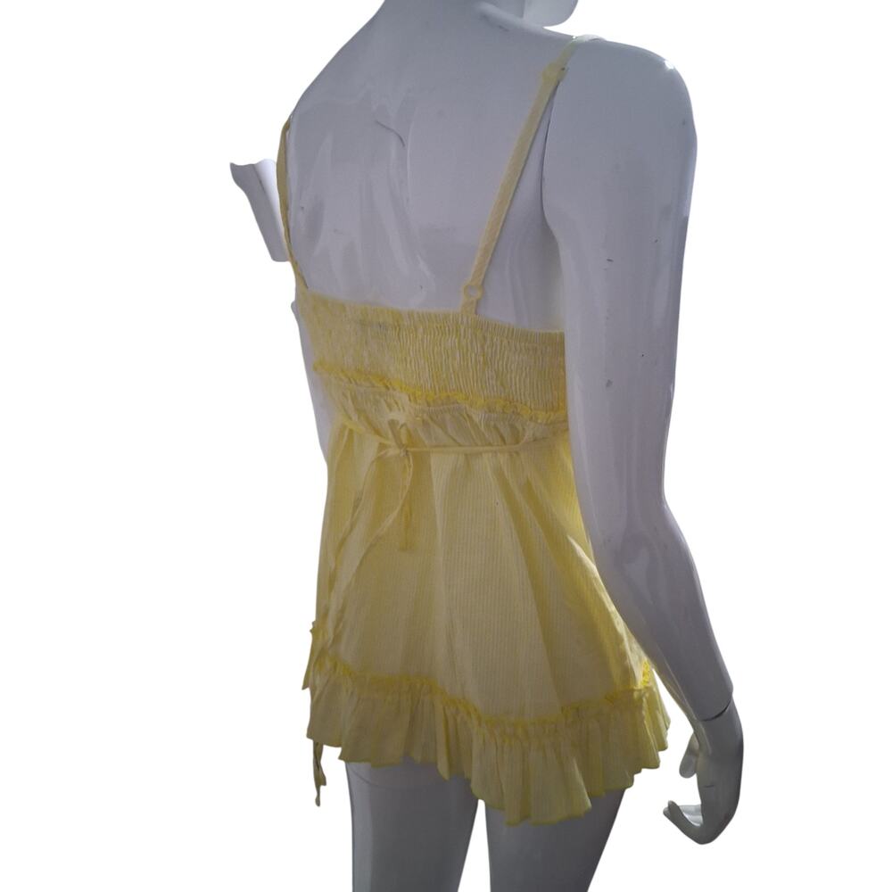 Y2K Junior size M Babydoll Ruffle‎ Grungecore  Indie Sleaze Smocked Tank Top - Picture 5 of 9